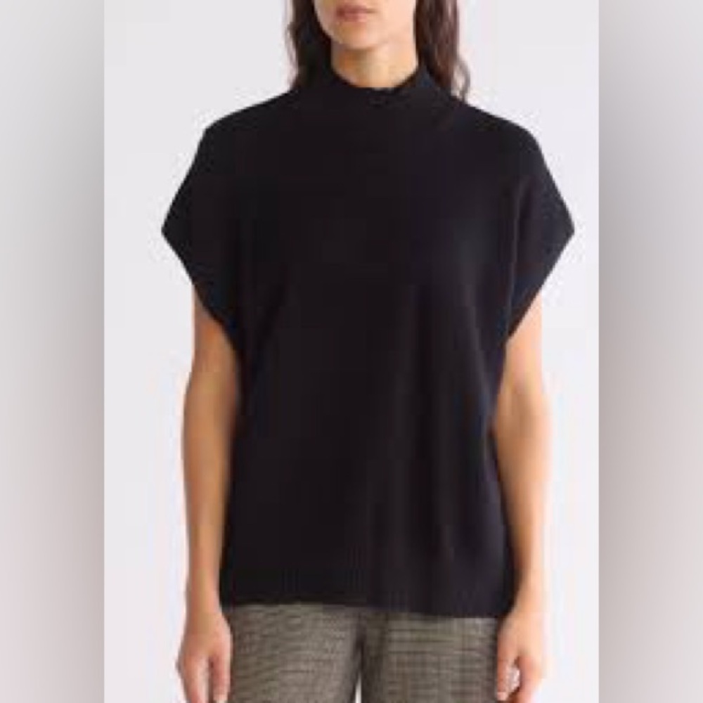 XL Max Studio Mock Neck Sweater Women's  X Large Black Top Soft Knitted Shirt